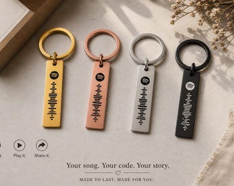 Personalized Spotify Keychain, Custom Song Code Keychain, Music Gift for Boyfriend Girlfriend, Anniversary Birthday Wedding Gift, Keepsake