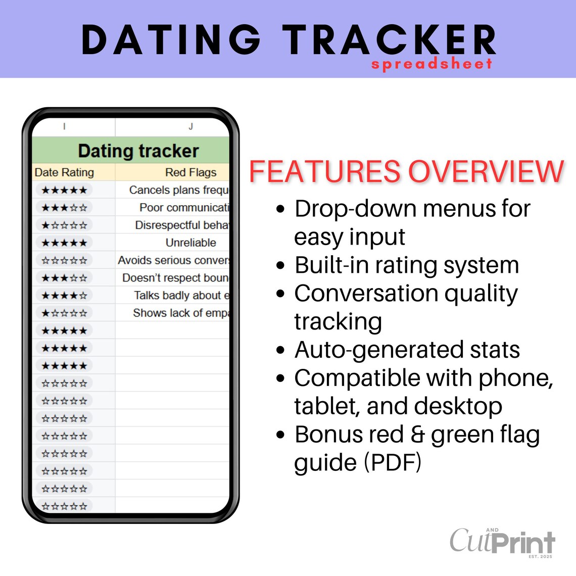 2025 Dating Tracker Spreadsheet | Relationship Organizer (PDF) - Etsy