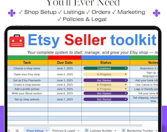 Etsy Seller Toolkit 2025 | Shop Setup, SEO Planner (Google Sheets Download)