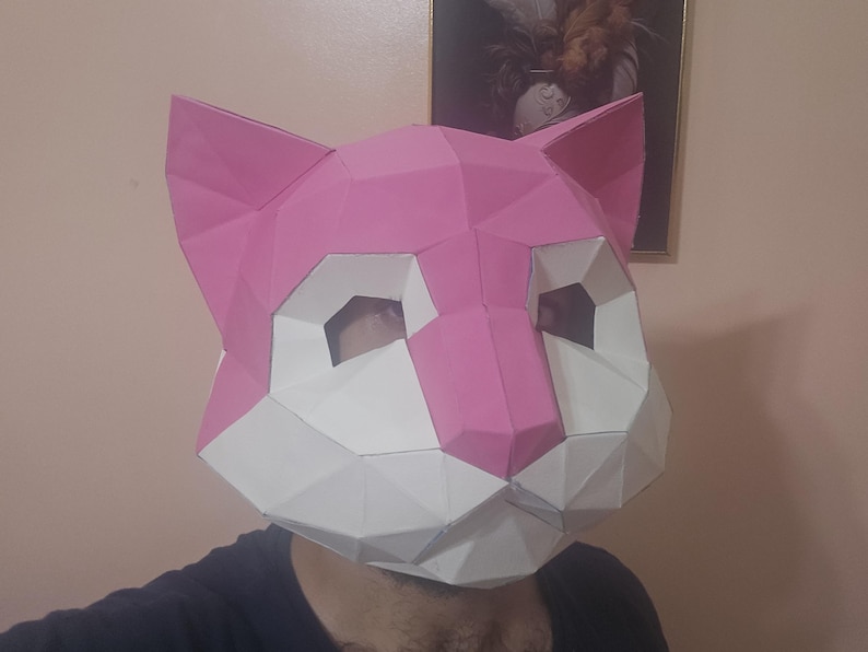 Cat Mask Papercraft Template – PDF Pattern for 3D Low Poly Paper , DIY ...