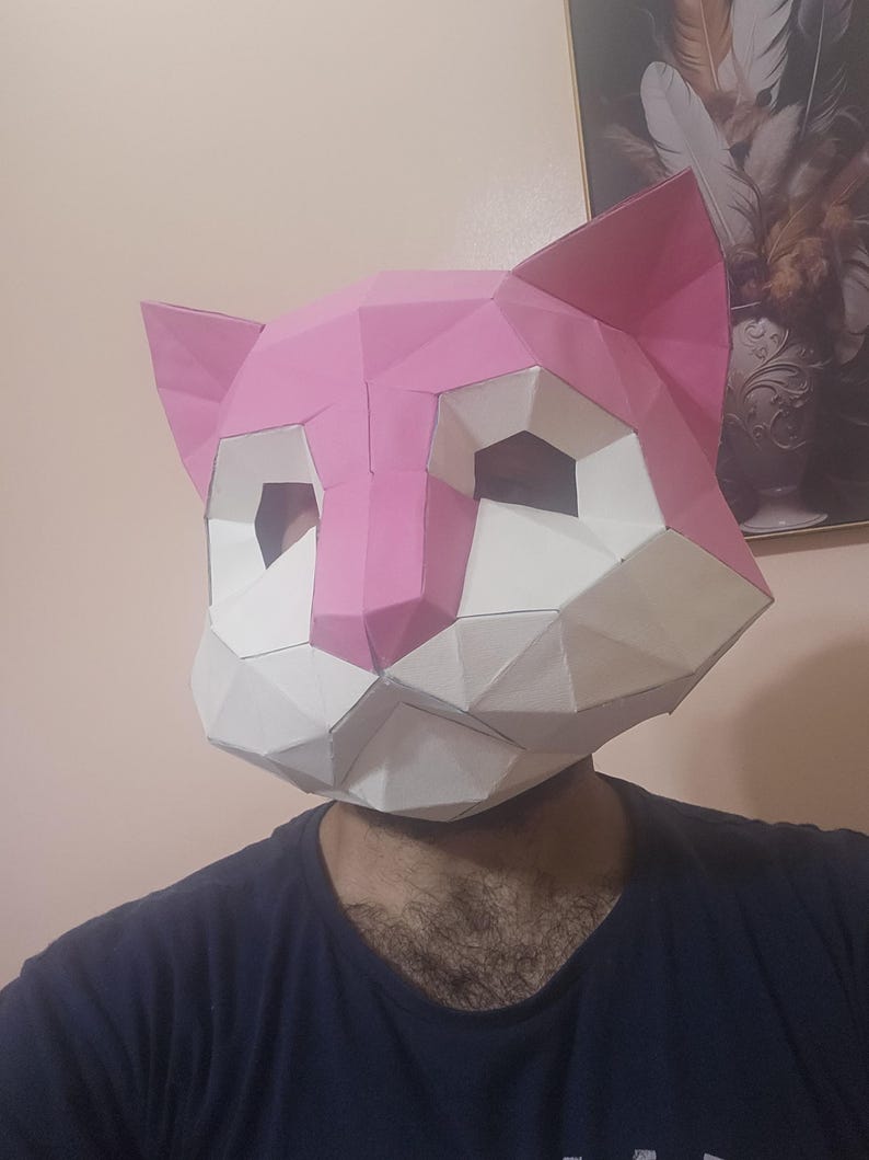 Cat Mask Papercraft Template – PDF Pattern for 3D Low Poly Paper , DIY ...