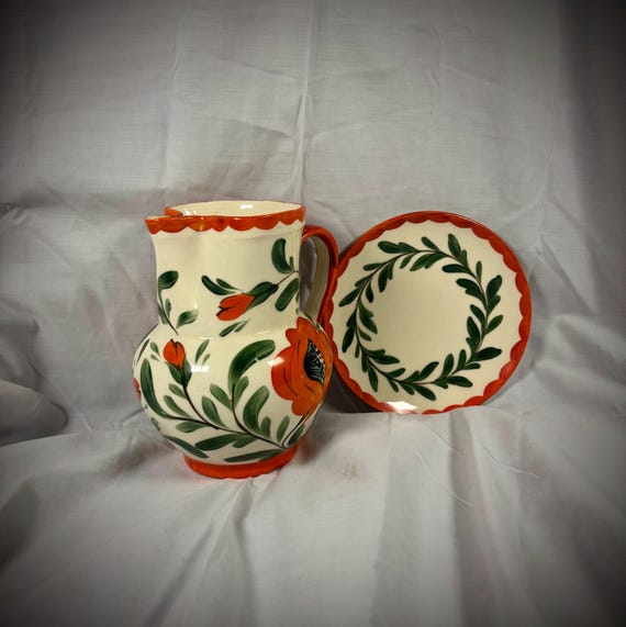 Erphila Czecho Slovakia Art Pottery Hand Painted. Small Juice
