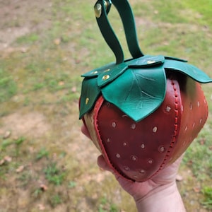 Leather strawberry bag