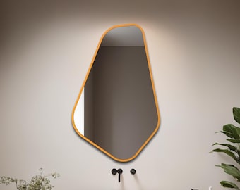 Orange Sculptural Wall Mirror - Handmade Modern Home Decor