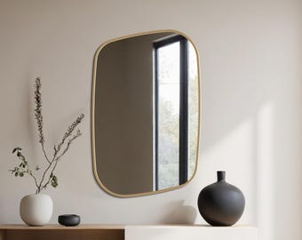 Handmade Gold Wall Mirror – Organic Modern Bathroom Decor