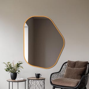 Pure Orange Frame Mirror – Modern Thin Edge Wall Mirror with Bold Accent for Eclectic Entryway, Vibrant Bathroom or Creative Living Room