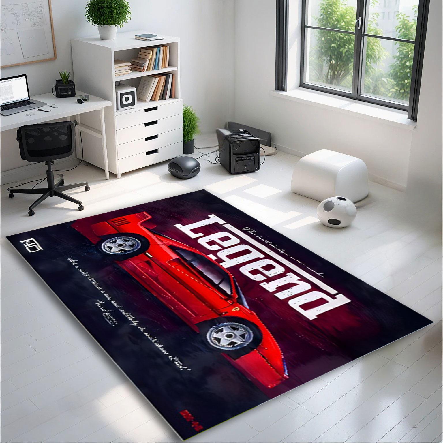 赤いスポーツカーラグ：自動車愛好家のためのガレージ装飾（デジタル