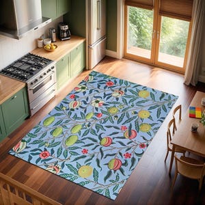 Vibrant Fruits and Foliage Digital Print Area Rug,Botanical Modern Rug for Living Rooms and Bedrooms,Stylish, elegant carpet for your home