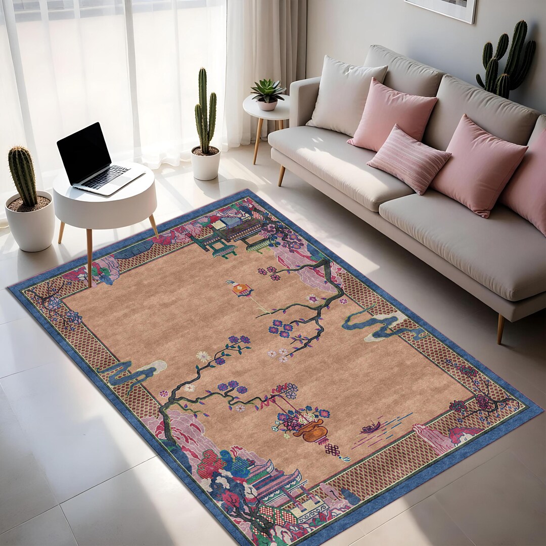 Plum Blossom Pagoda Rug: Vintage Oriental Asian Decor - Etsy
