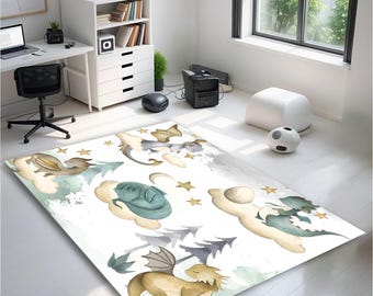 Alfombra infantil con estampado de dragón, decoración moderna para sala de juegos