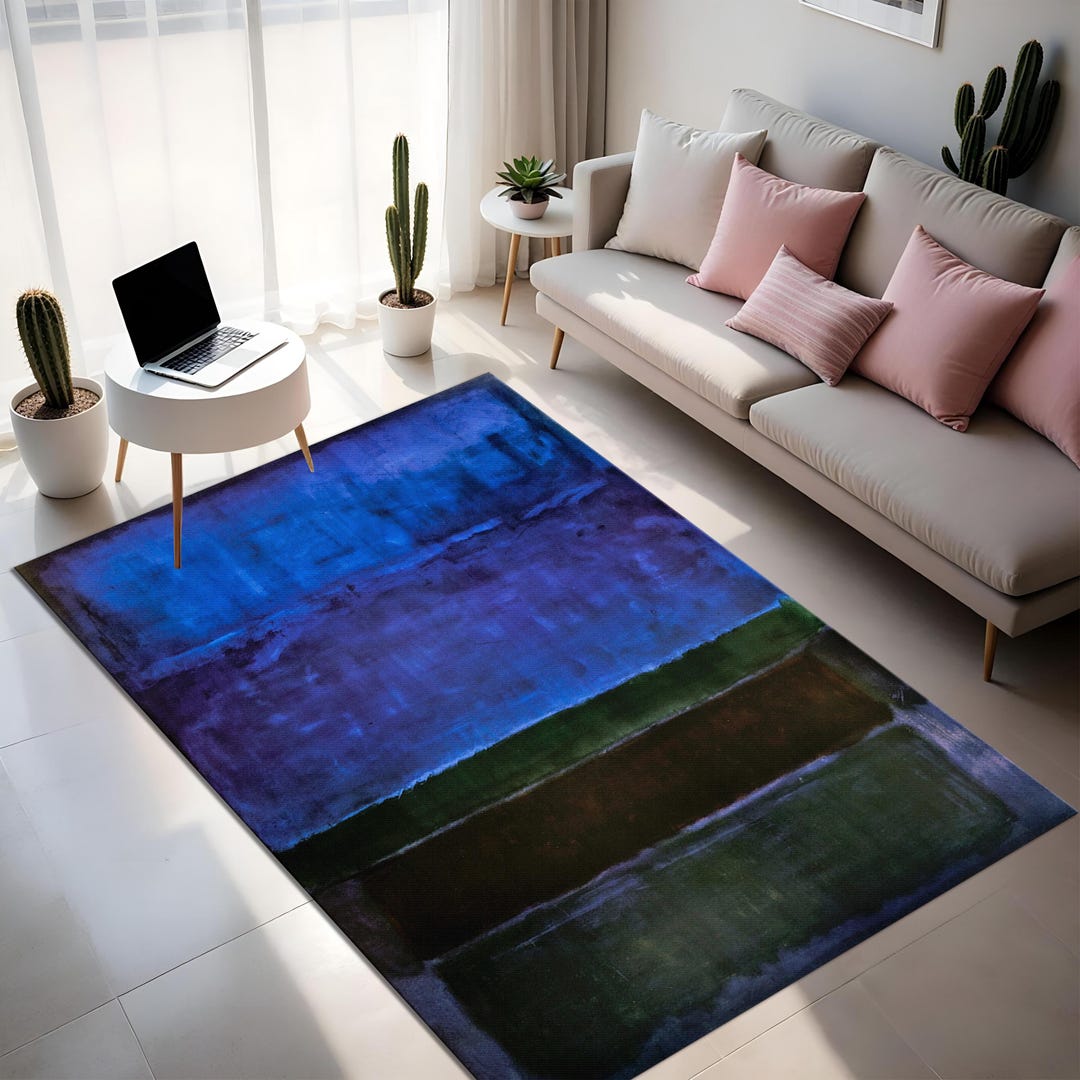 Rothko Rug Abstract Blue & Green Rug: Modern Rothko Style Art Carpet - Etsy