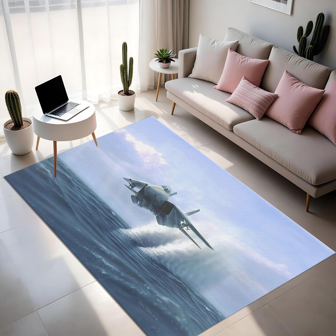 Jet Fighter Digital Rug – Bold Aerial Combat Art Carpet for Aviation ...