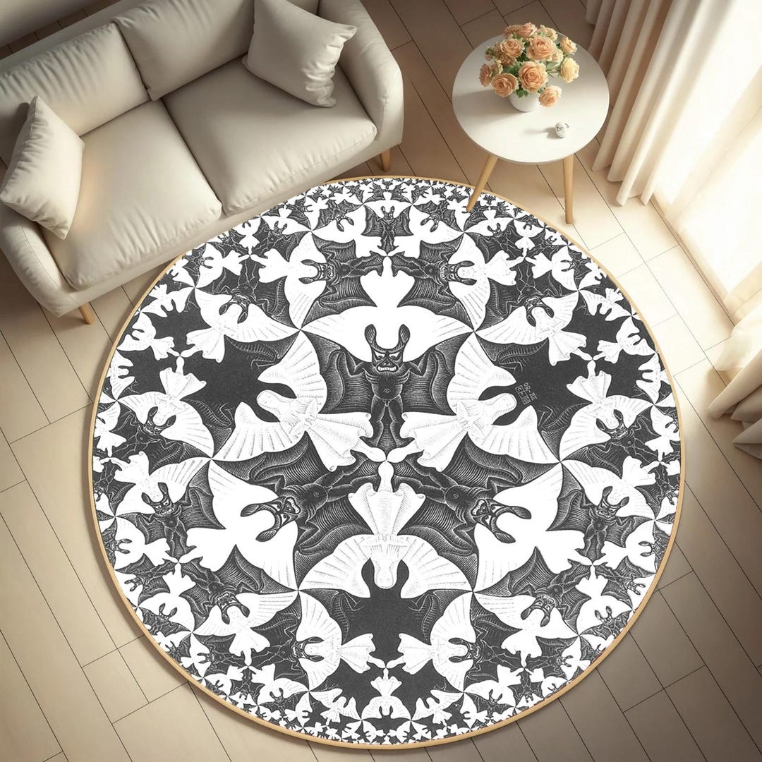 Bat Tessellation Round Rug: Gothic Escher-inspired Home Decor - Etsy Canada