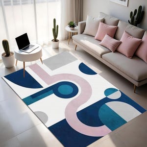 Modern Abstract Carpet, Unique Geometric Large Area Rug, Modern Minimalist Carpet, Carpets for Living Room, Non-Slip Backed Carpet