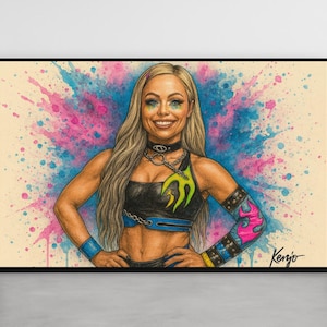 Liv Morgan WWE Leinwand Kunst | Graffiti Splatter Style Print | Pro Wrestling Dekor | KenJo Fan Art