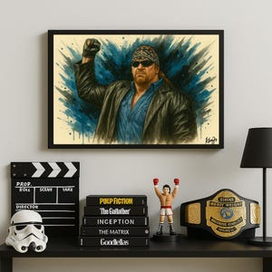 Undertaker American Badass Wrestling Poster | WWE Fan Art Print | WWE Poster | Glossy Wall Art by Kenjo
