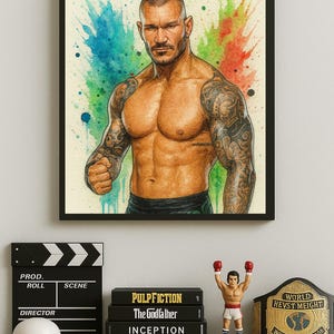 Randy Orton Wrestling Poster | WWE Fan Art Print | Fierce Stance Splash Art | Glossy Wall Art by Kenjo