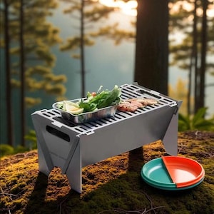 Folding Camping Grill – Portable Stainless Steel BBQ Stove for Outdoor Cooking, Bushcraft, Hiking, Picnic & Travel Adventures