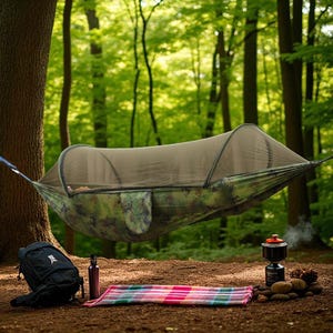 Camping Hammock with Mosquito Net – Portable, Lightweight & Compact Hammock for Hiking, Bushcraft, Backpacking And Outdoor Use