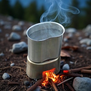 Réchaud gigogne en acier inoxydable - Réchaud de camping et de brousse compact pour la survie, cuisine en plein air - Équipement de randonnée léger