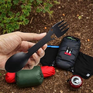 3 In 1 Titanium Camping Spork with Bottle Opener | Lightweight Outdoor Utensil for Hiking, Backpacking, Survival & Travel Gear