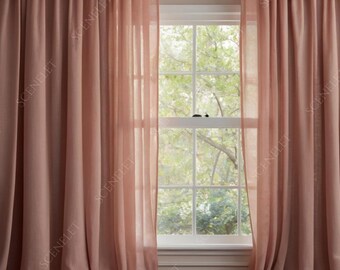 Modern Blush Curtain Virtual Background Chic Office Decor Elegant Zoom Backdrop for Online Meetings, Microsoft Teams, Office, Streaming JPG
