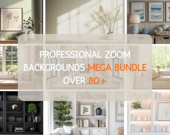 80+ Professional Zoom Background MEGABUNDLE Virtual Office & Bookshelf Backdrops for Teams, Google Meet, Remote Work Meetings Work From Home
