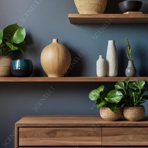 Blue Minimalist Bookshelf Virtual Background for Zoom Home Office Backdrop for Video Calls Professional Realistic Minimalist Background JPG