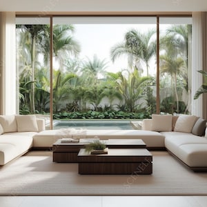 10 Modern Zoom Virtual Background Ocean Pool View Backdrop Living Room Virtual Background for Video Conferencing Teams Digital Background