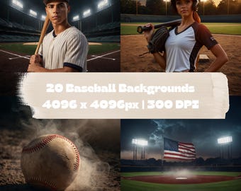 20 Baseball Digital Backdrop with Field Stadium Lights Smoke Sports Photo Background JPG for Photoshop & Posters Softball Background Smoke