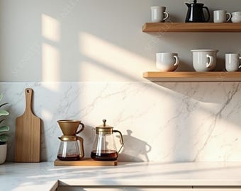 10 Modern Kitchen Zoom Background Bundle | Virtual Background Bookshelf Zoom Teams Videoconferencing | Coffee Bar Home Office HD Download