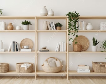 Boho Bookshelf Zoom Background | Modern Home Office (Digital Download)