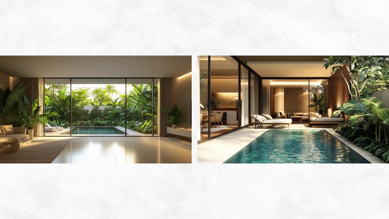 10 Modern Zoom Virtual Background Ocean Pool View Backdrop Living Room ...