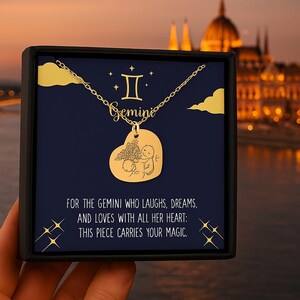Gemini Zodiac Necklace – Heart Pendant for Gemini Women | Gold, Silver or Rose Gold | Gemini Gift with Message Card | Birthday Jewelry