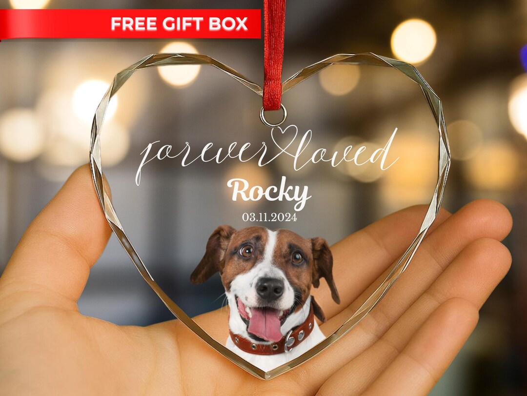 Custom Dog Memorial Photo Heart Ornament, Personalized Pet Loss ...