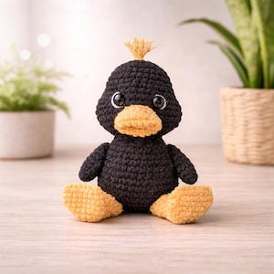 Svart anka virkmönster: Amigurumi plyschleksak (PDF digital nedladdning) bild 1