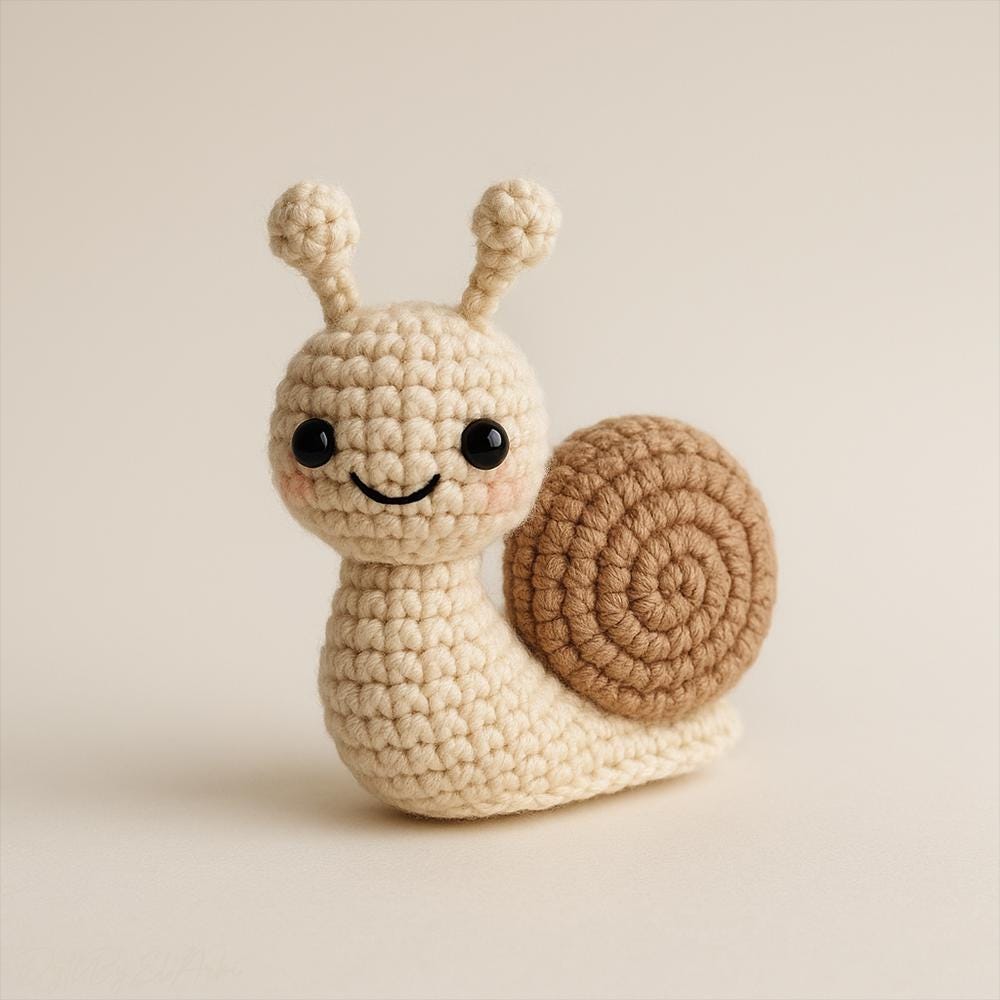 【海外アーティストハンドメイド】　本物毛糸編みぐるみカタツムリ 海外アーティストハンドメイド】 本物毛糸編みぐるみカタツムリ 海外