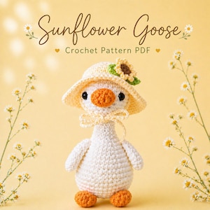 Virkat solrosgåsmönster PDF – Enkel Amigurumi plyschgås, nybörjarvänligt