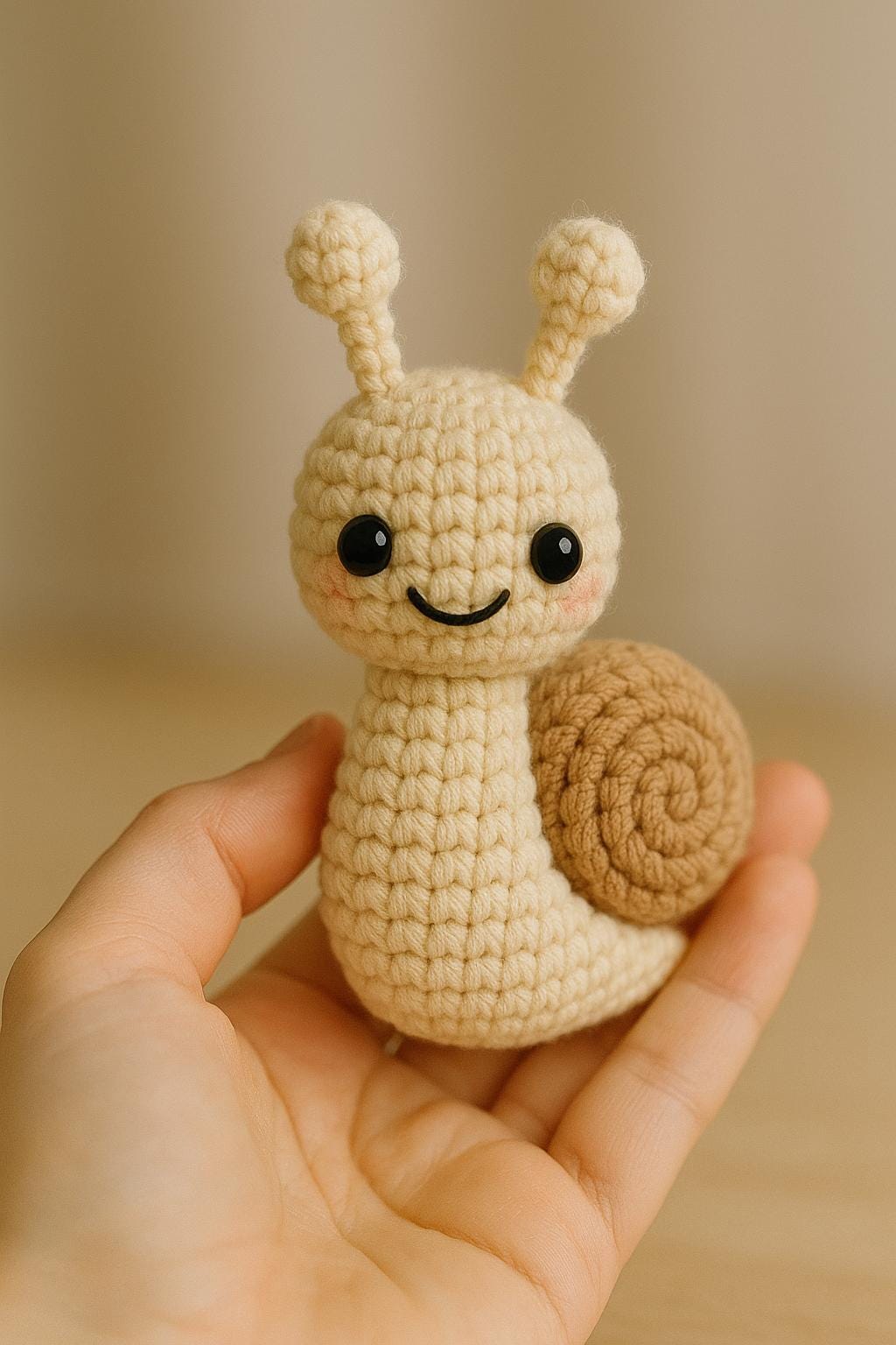 【海外アーティストハンドメイド】　本物毛糸編みぐるみカタツムリ 海外アーティストハンドメイド】 本物毛糸編みぐるみカタツムリ