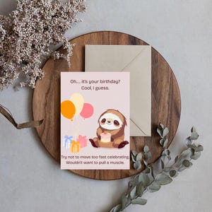 Tarjeta de cumpleaños de perezoso - Descarga digital - Tarjeta para amigos - Tarjeta de cumpleaños - Tarjeta temática - Diseño de perezoso - Tarjeta divertida - Tarjeta de cumpleaños de perezoso
