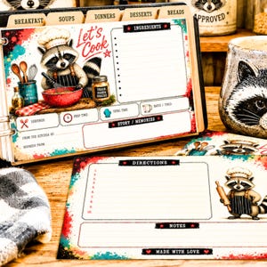 Trash Panda Recipe Cards Printable for Raccoon Kitchen Binder, 3x5 & 4x6 Digital Download image 2