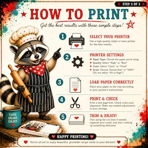 Trash Panda Recipe Cards Printable for Raccoon Kitchen Binder, 3x5 & 4x6 Digital Download image 5