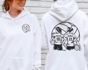 Personalized Volleyball hoodie two 2 players Name Number, Custom Game day Gift Mom Sweater