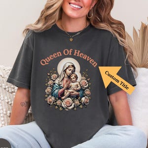 Comfort Colors Virgin Mary Grandma Gift Shirt: Catholic Mother of God Christian Women&#39;s apparel