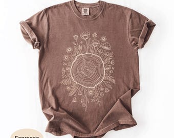 Ag Teacher Shirt, Agriculture Teacher Gift, Botanical Tree Ring Tee, Comfort Colors Wildflower Nature Top, FFA Advisor Appreciation