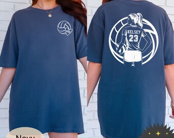 Personalized Volleyball T-Shirt Name and Number, Comfort Colors Custom Volleyball Gift Mom Shirt