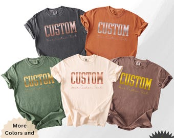Rest Of order Custom Gold Text - Logo Comfort Colors Shirt, Silver Print TShirt, Personalized  Gift Metallic Sweatshirt
