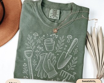 Botanical Gardener Shirt, Garden Tools Comfort Colors Tee, Cottagecore Plant Lover T-Shirt, Funny Gardening Gift for Her