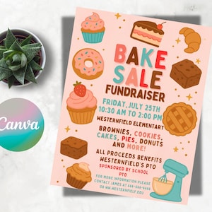EDITABLE Bake Sale Flyer, Printable PTA, PTO Flyer, School Family Fundraiser Event, Team Sports Center, Church Printable Digital Invitation