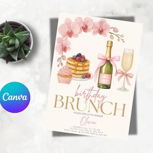 Birthday Brunch Invitation | Elegant Brunch Invite | Brunch Party Flyer | Brunch Birthday Celebration Template | Editable Birthday Brunch